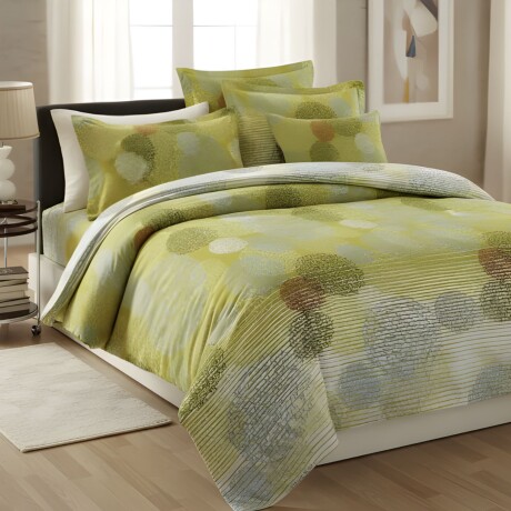 Acolchado Cotton Flor 2 plazas Queen 250x270cm Verde