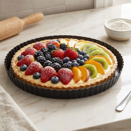 Tartera fondo desmontable 28x2,5 cm antiadherente GRIS OSCURO