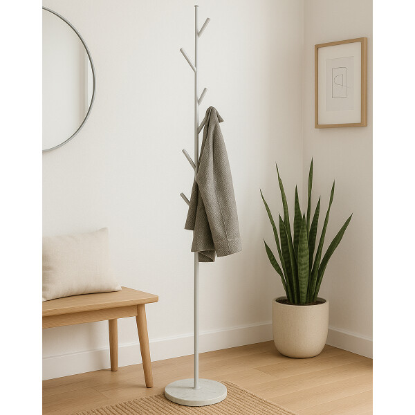 Perchero Steel con base de mármol Blanco