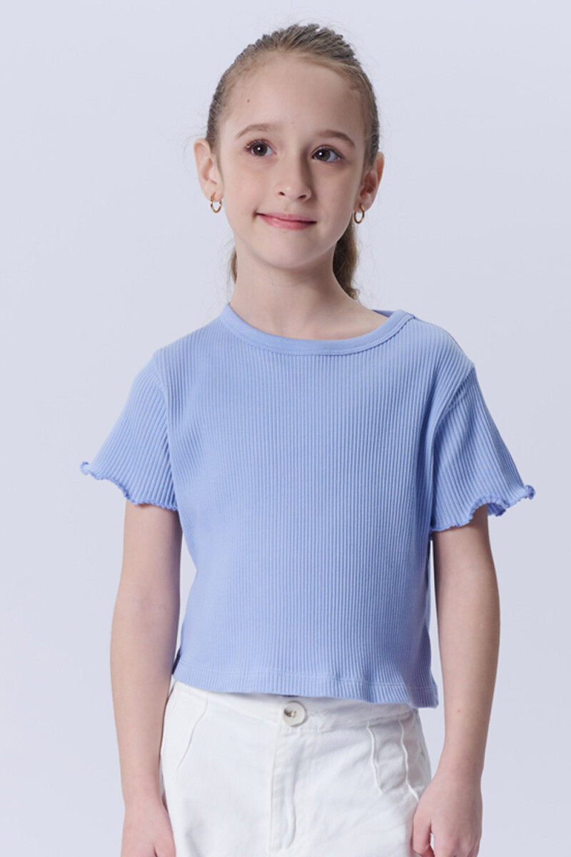 Remera Manga Corta Rib Celeste