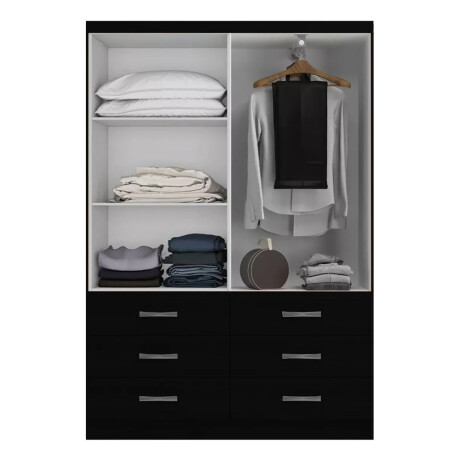ROPERO 2 PUERTAS 6 CAJONES GUARDARROPA ARMARIO PLACARD CLOSET NEGRO