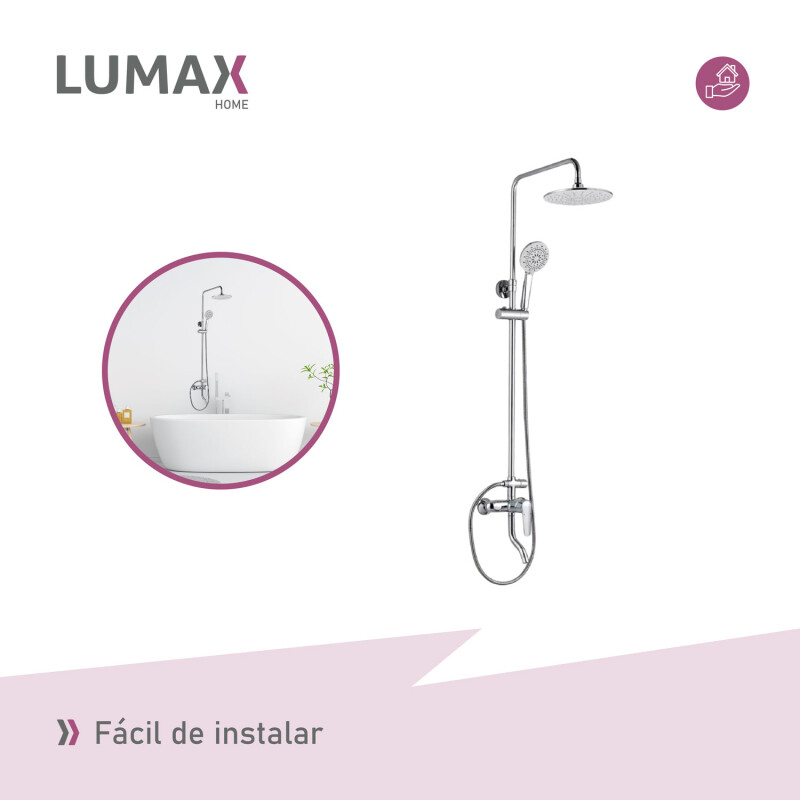 Barra columna ducha redonda inox con soporte y diseño moderno para baño Barra columna ducha redonda inox con soporte y diseño moderno para baño