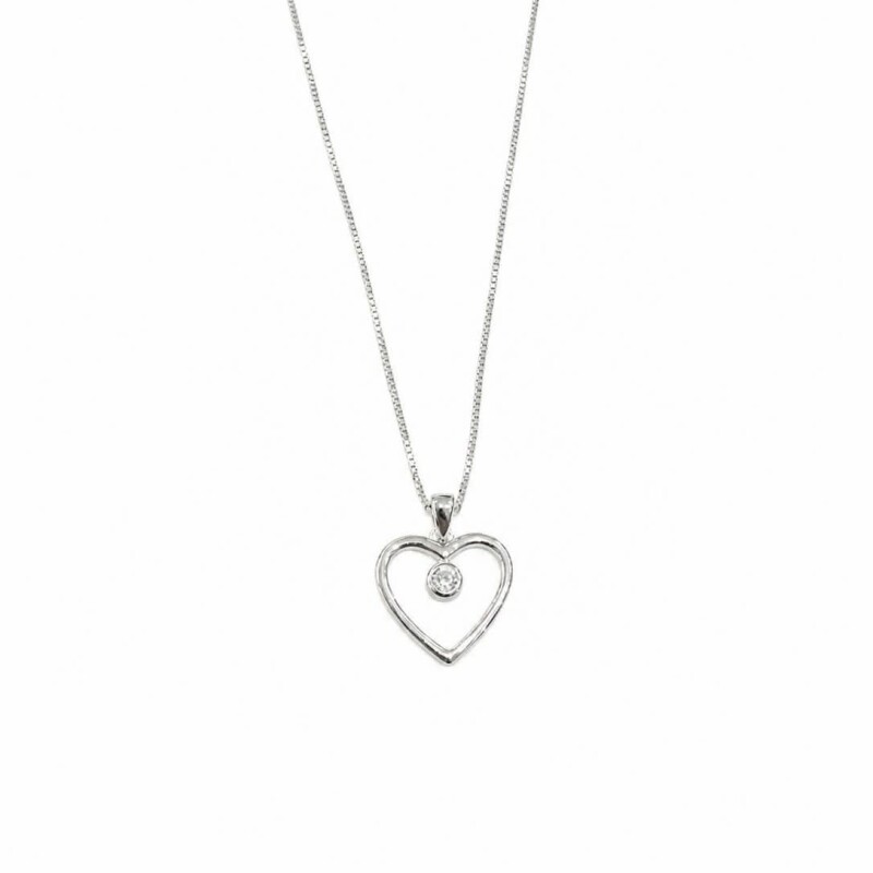Cadena con colgante corazón con zirconia al centro Cadena con colgante corazón con zirconia al centro