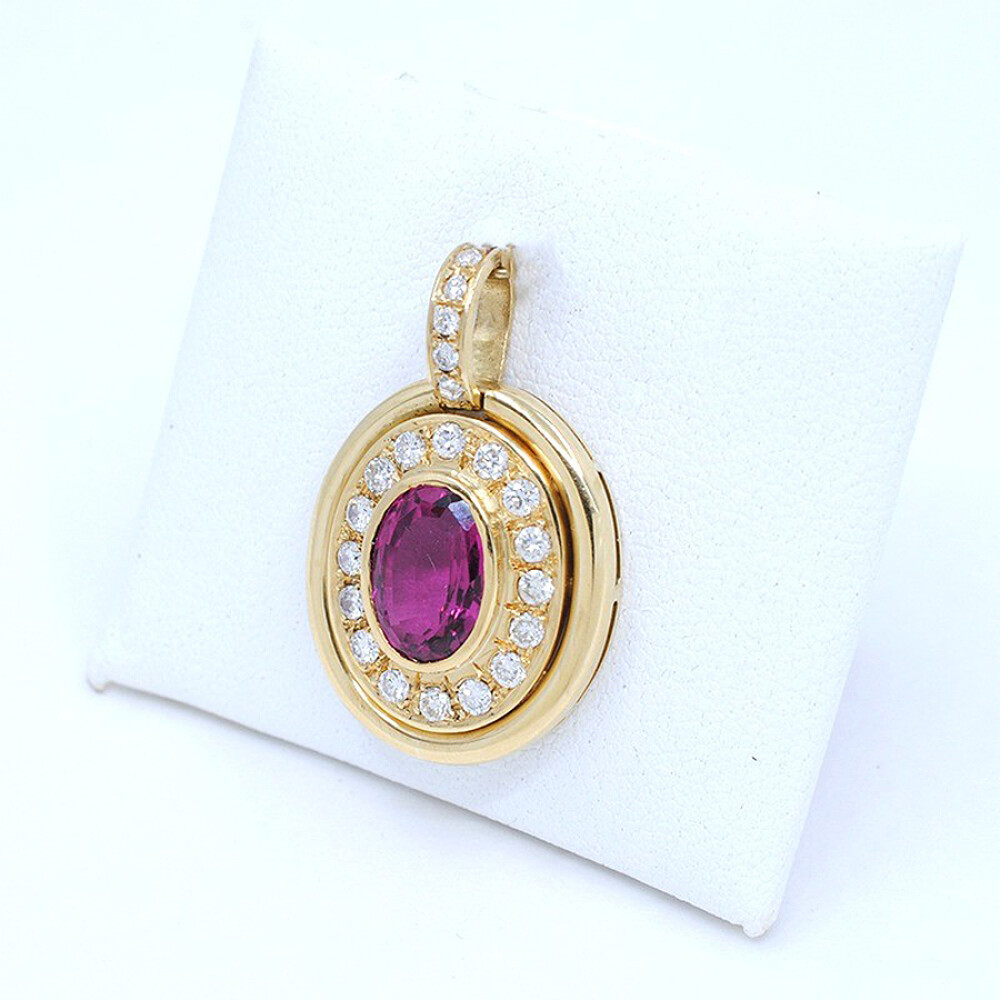 Colgante En Oro 18K, Turmalina Y Brillantes Colgante En Oro 18K, Turmalina Y Brillantes