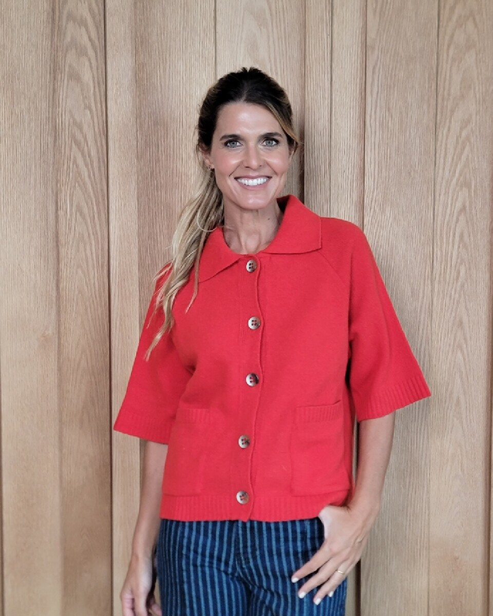 Cardigan Manchester Lambswool - Rojo 