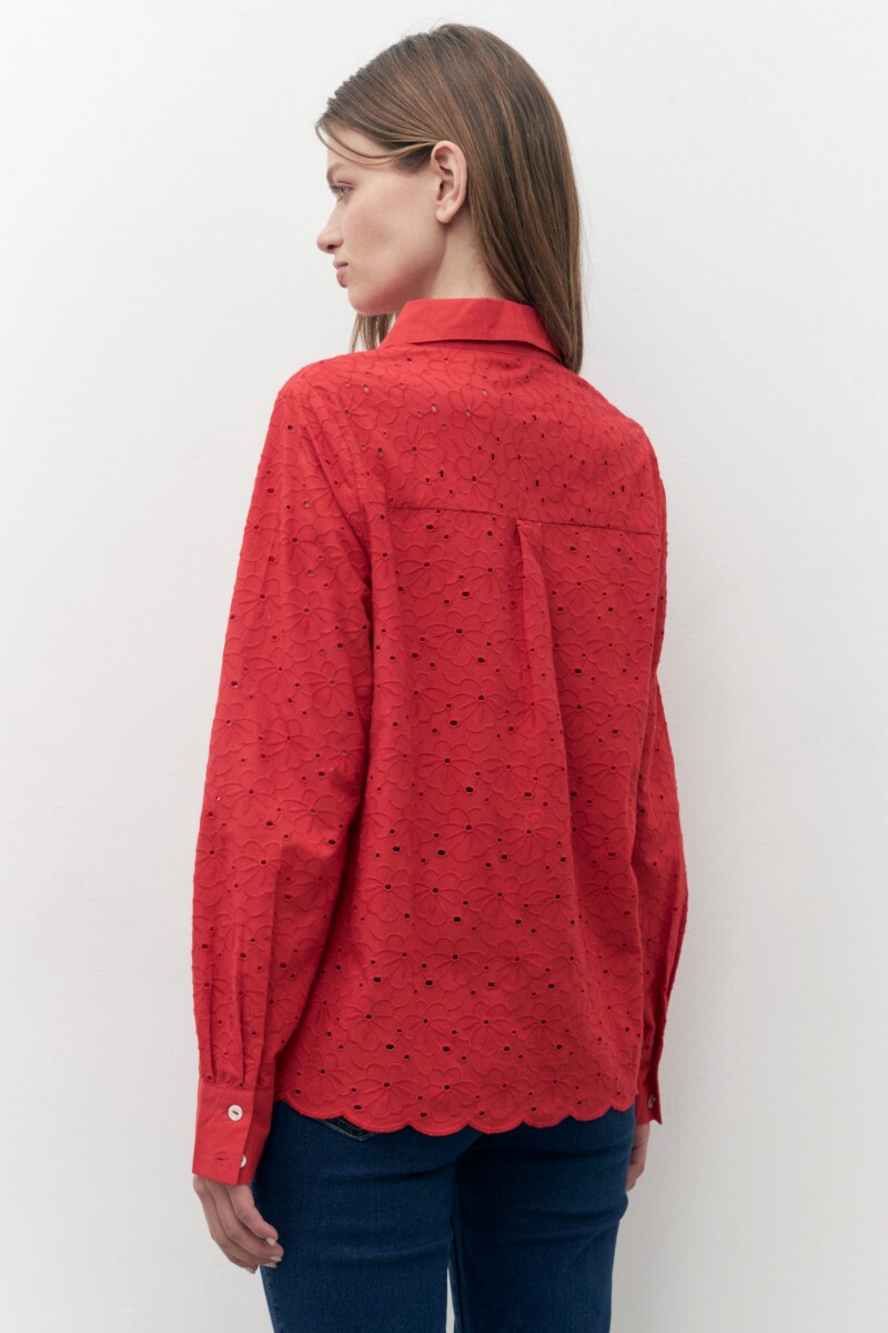 Camisa de broderie rojo