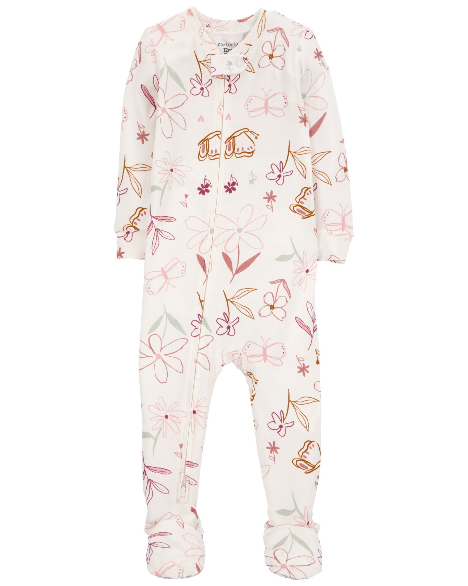 Pijama una pieza de viscosa Ecovero, con pie, diseño floral, línea Purelysoft Sin color