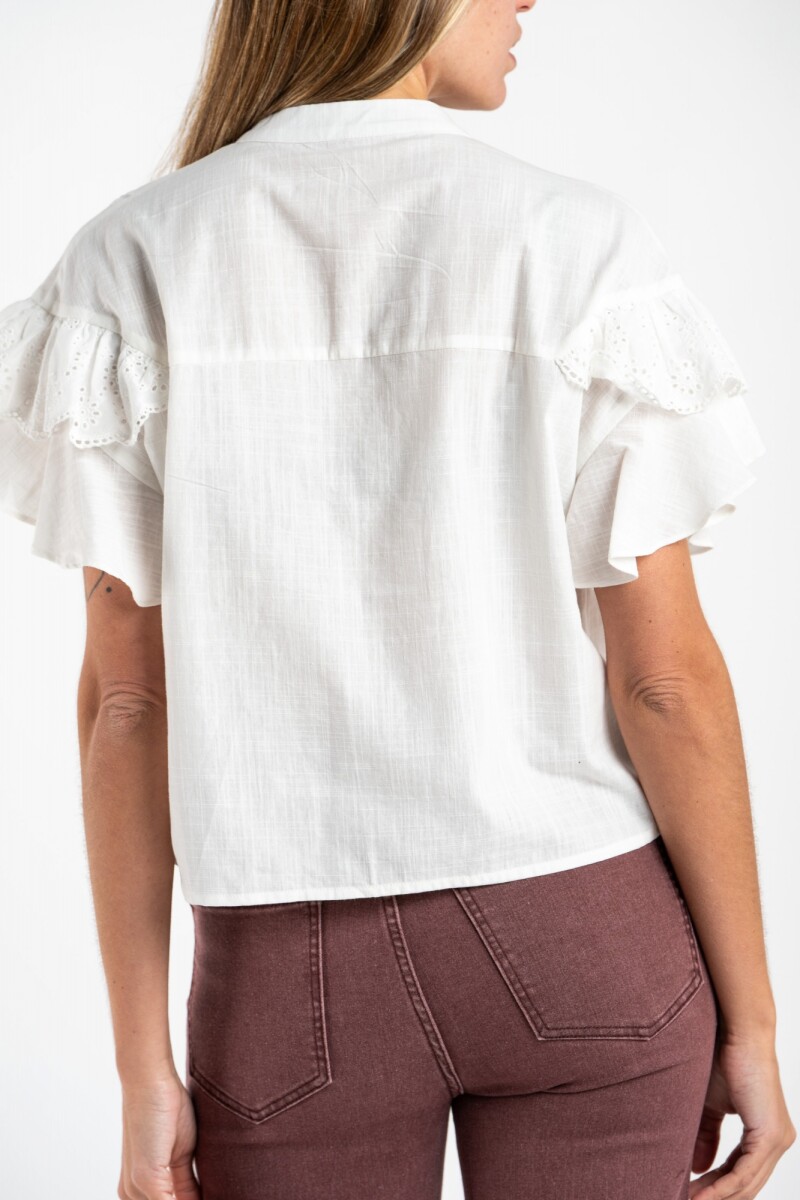 Blusa Volados Algodón Nacar