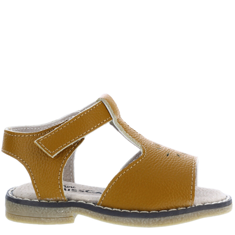 Sandalias de Niña MINI Miss Carol GRACE con velcro y calado Tan