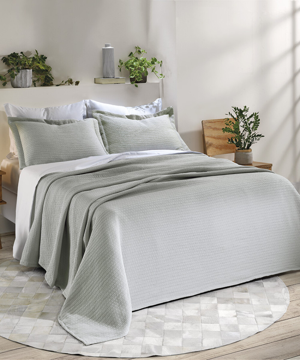 Juego Colcha y Funda Dohler King 100% Microfibra - GRIS 