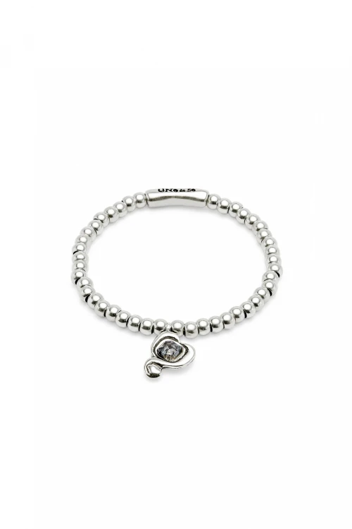PULSERA DE BOLAS BAÑADAS EN PLATA DE LEY CON CRISTAL NEGRO Pulsera