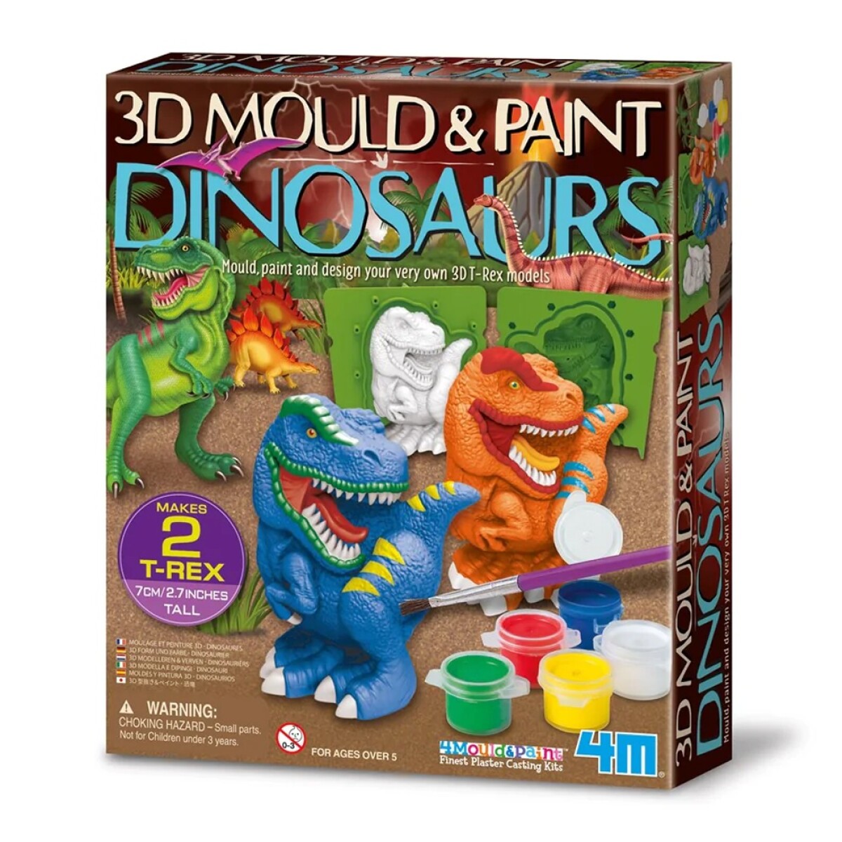 Juego Educativo 4M Moldear Pintar Dinosaurios T-Rex 3D Yeso - Multicolor 