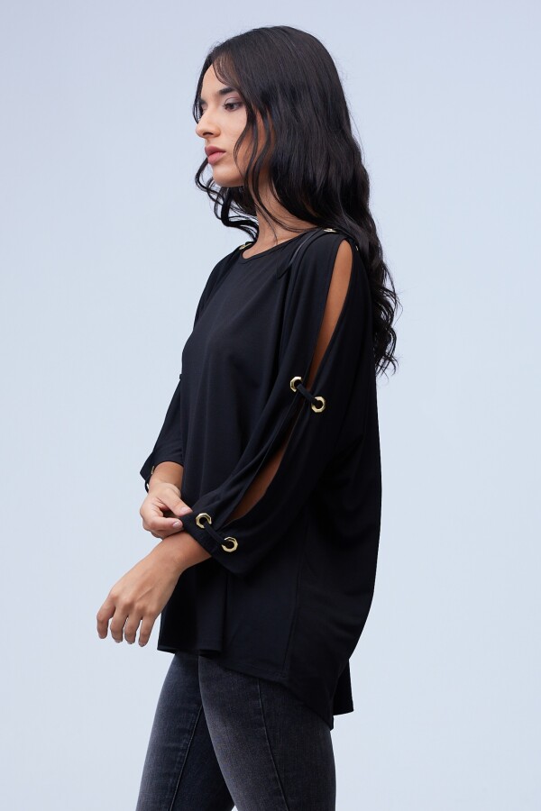 Blusa Oversize Manga Aros NEGRO