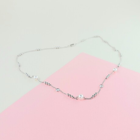 Collar de plata 925 con perlas y circonias. Modelo, CALI. Collar de plata 925 con perlas y circonias. Modelo, CALI.