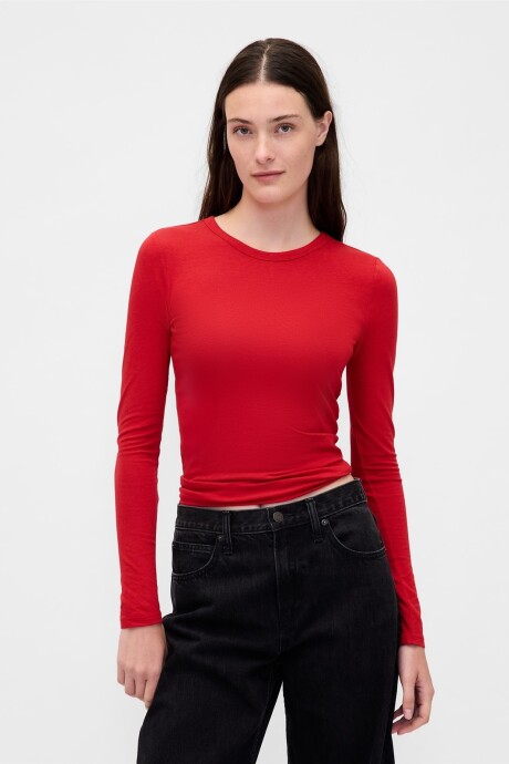 Remera Manga Larga Mujer Modern Red