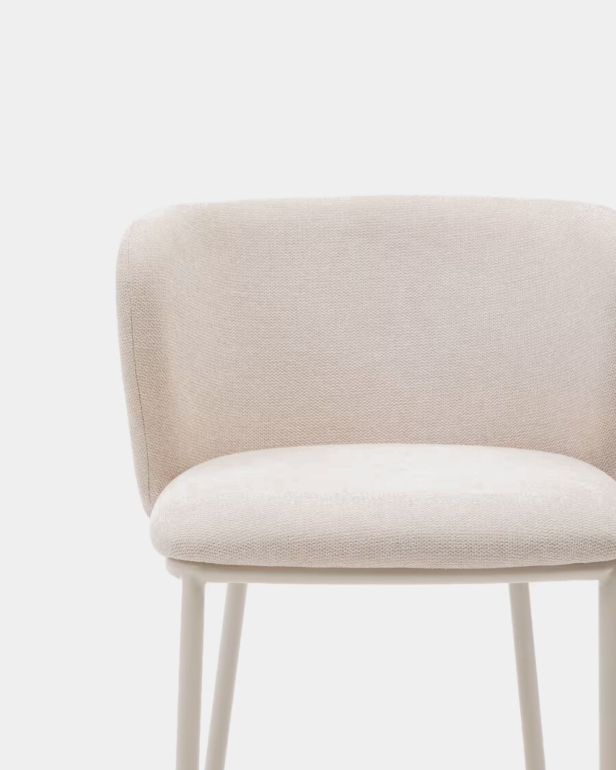 Taburete Ciselia de chenilla beige y acero beige altura 65 cm Taburete Ciselia de chenilla beige y acero beige altura 65 cm