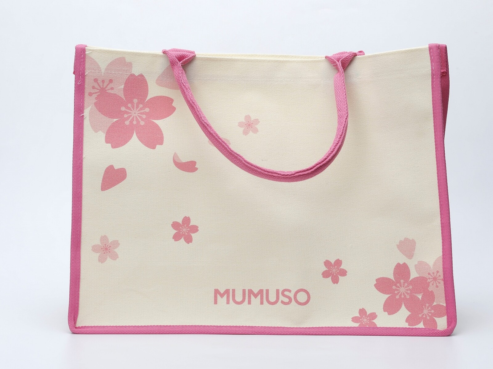 BOLSO DE LONA GRANDE (FLORES DE CEREZO/ROSA) 
