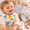 Set baberos bandana x3 dinos celeste pastel texto