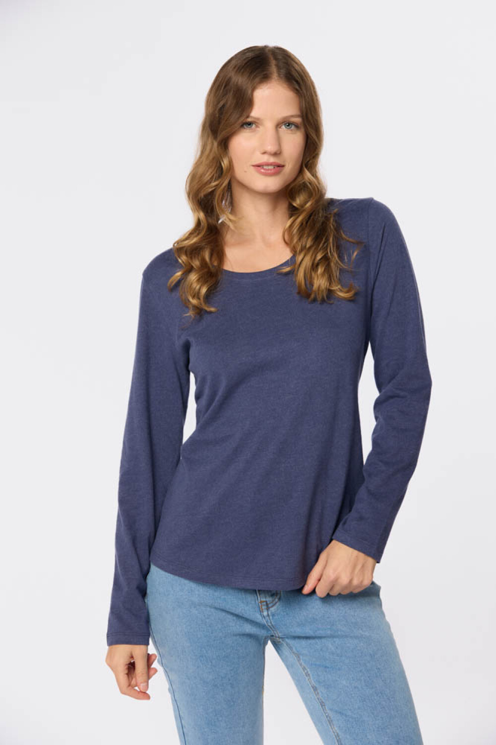 REMERA LISA MANGA LARGA Azul