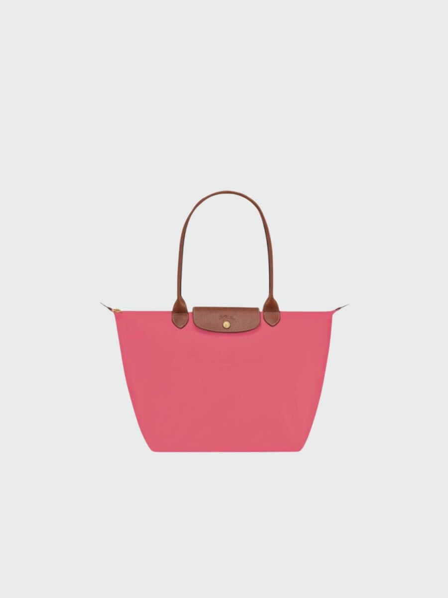 Longchamp -Cartera Longchamp plegable de nylon con cierre y asa larga, Le pliage L - Fucsia 