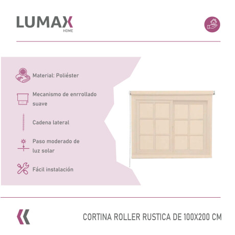 Cortina Roller Rústica Lumax Colores 1.0 X 2.0 M Calidad Beige