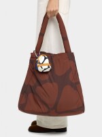 Bolso Shopper De Nylon Estampado Con Colgante burdeos