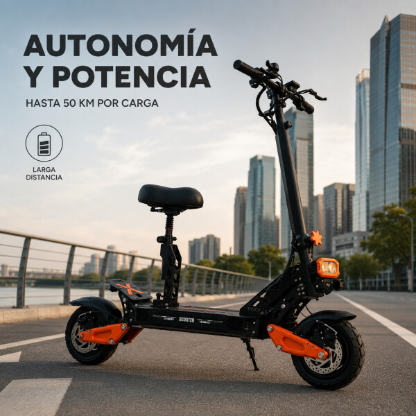 Scooter Monopatín Eléctrico Gogreen Punch Motor 1000w 60km/h Color Negro
