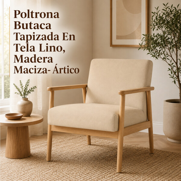 Poltrona Butaca Tapizada En Tela De Lino 1 Cuerpo Fc3057 SOFA 1 CUERPO GRIS FC3057