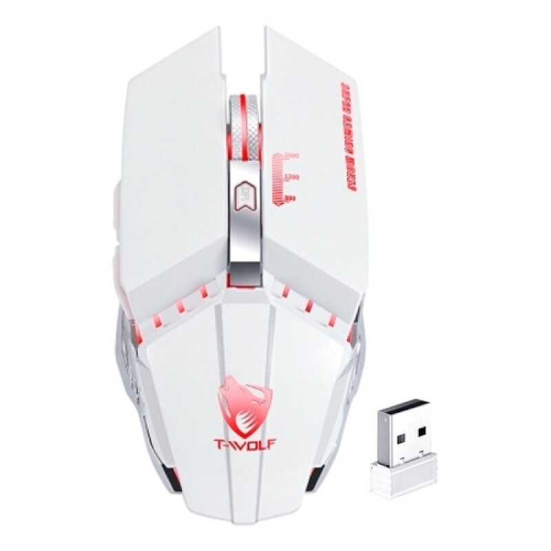 Mouse gamer inalámbrico T-Wolf Q15 con batería integrada Blanco