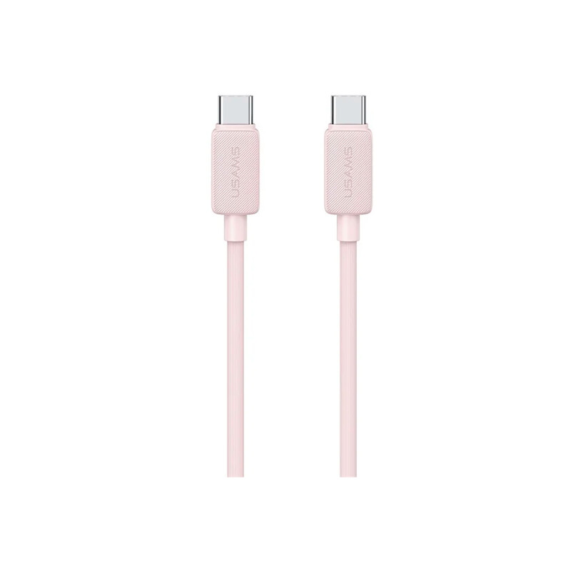 Cable Usams Tipo-C a Tipo-C 60W 3 metros color rosa Cable Usams Tipo-c A Tipo-c 60w 3 Metros Color Rosa