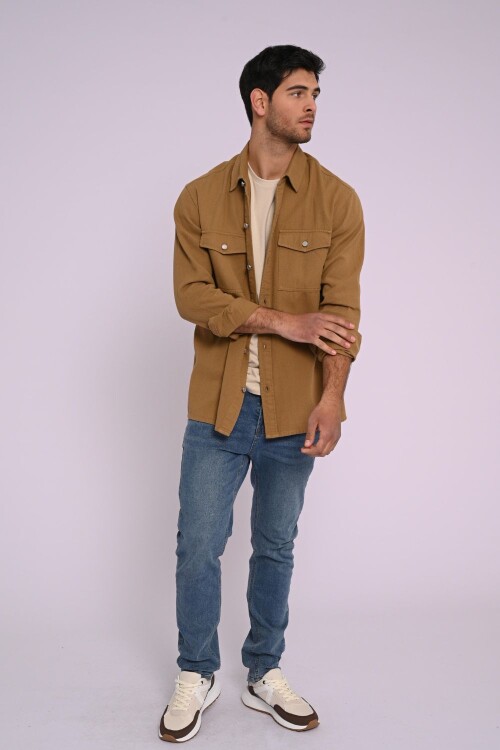 Sobrecamisa de gabardina Khaki