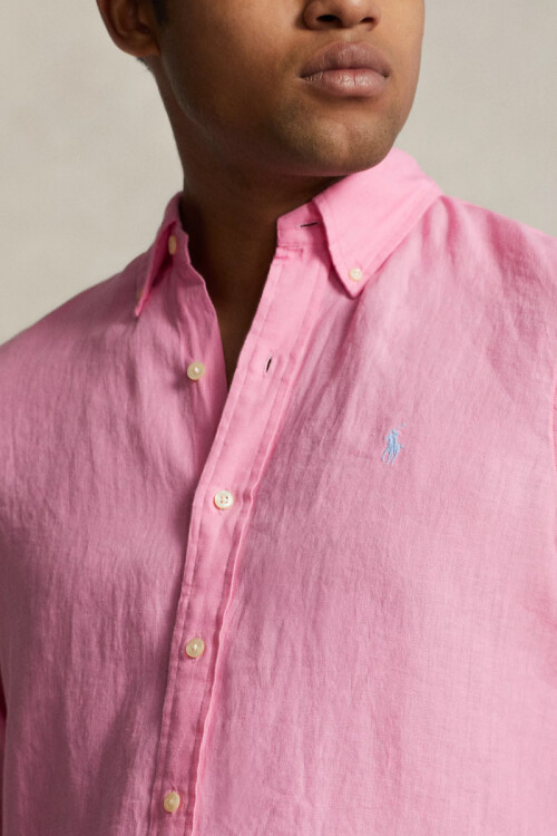 Camisa Lino Polo Ralph Lauren Florida Pink