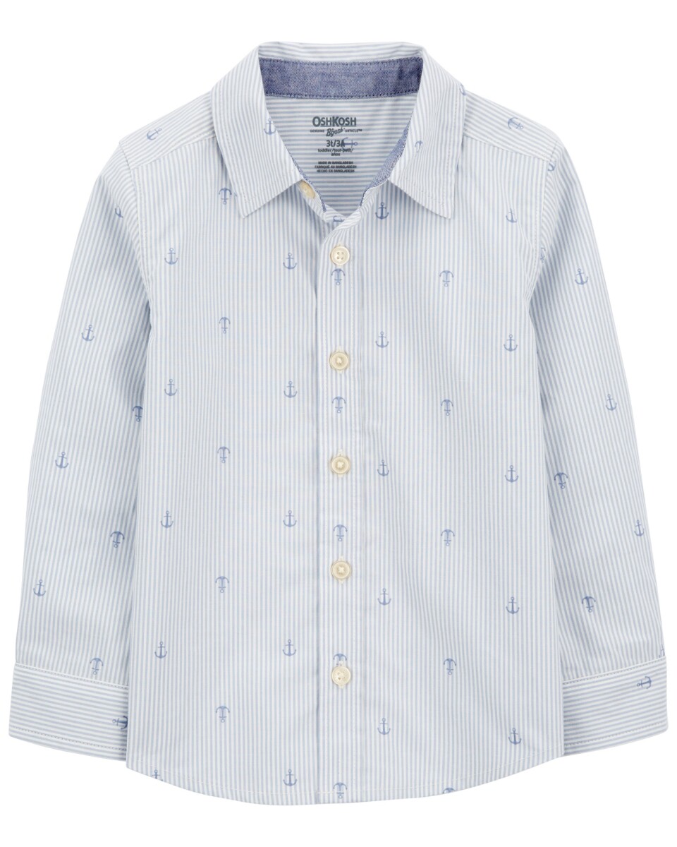 Camisa de algodón, manga larga, diseño anclas 