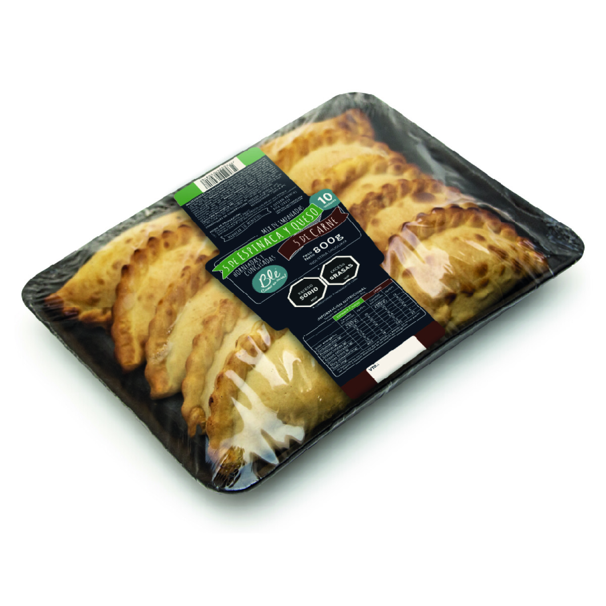 Bandeja 10 Empanadas Horneadas MIX Espinaca Queso y Carne 