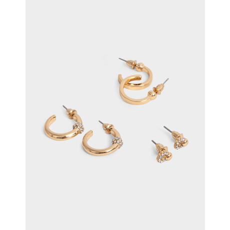 Set De Aros Bañado En Oro Dorado