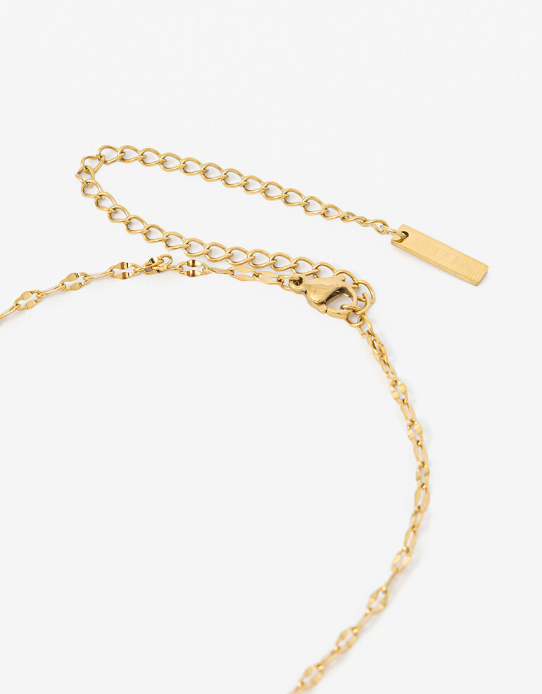 Cadena Corta con Dije Piedra Cadena Acero Con Dije Nácar - Dorado