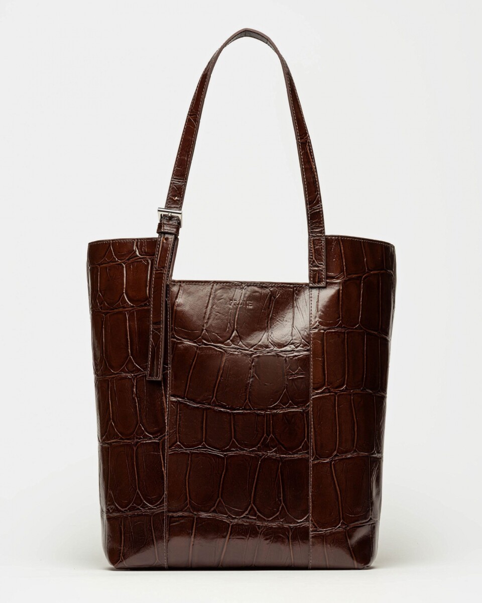 Shopper The Icon en cuero grabado big croco - Chocolate 