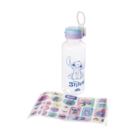 Botella Plática Abre Fácil Stitch 600 ml con Adhesivos U