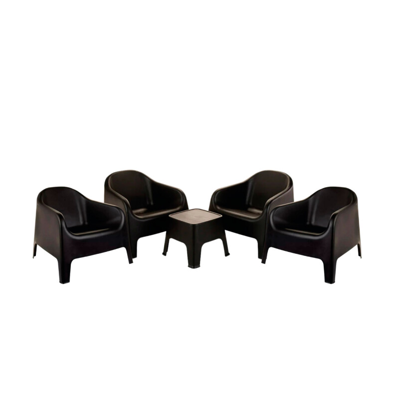 Set de 4 Sillas Skarpo + Mesa de exterior Negro