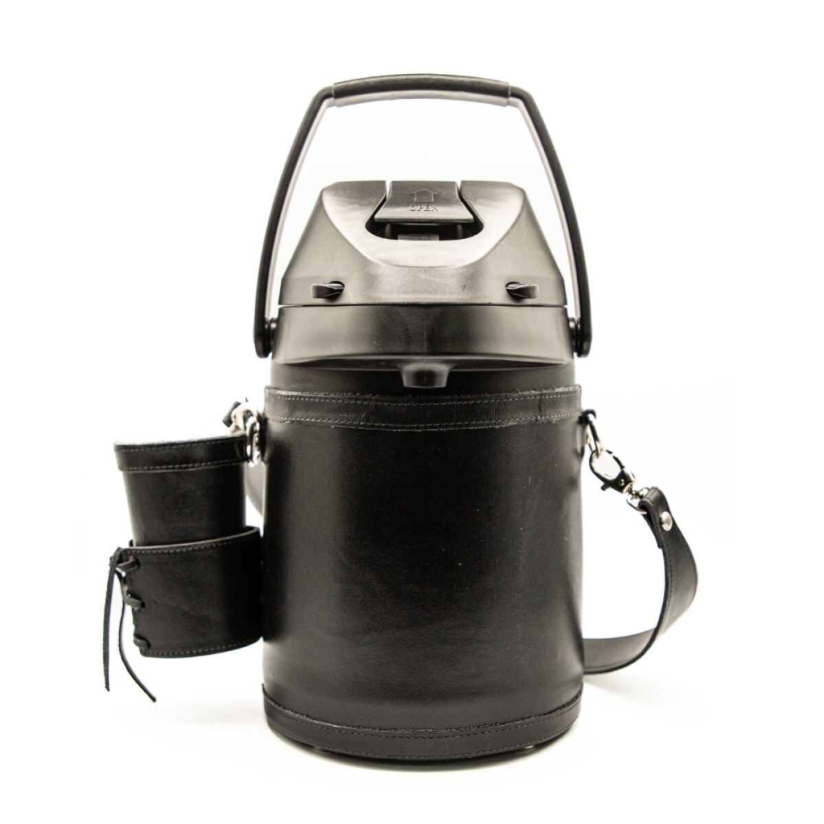TERMO FORRADO EN CUERO CLASICO - NEGRO 