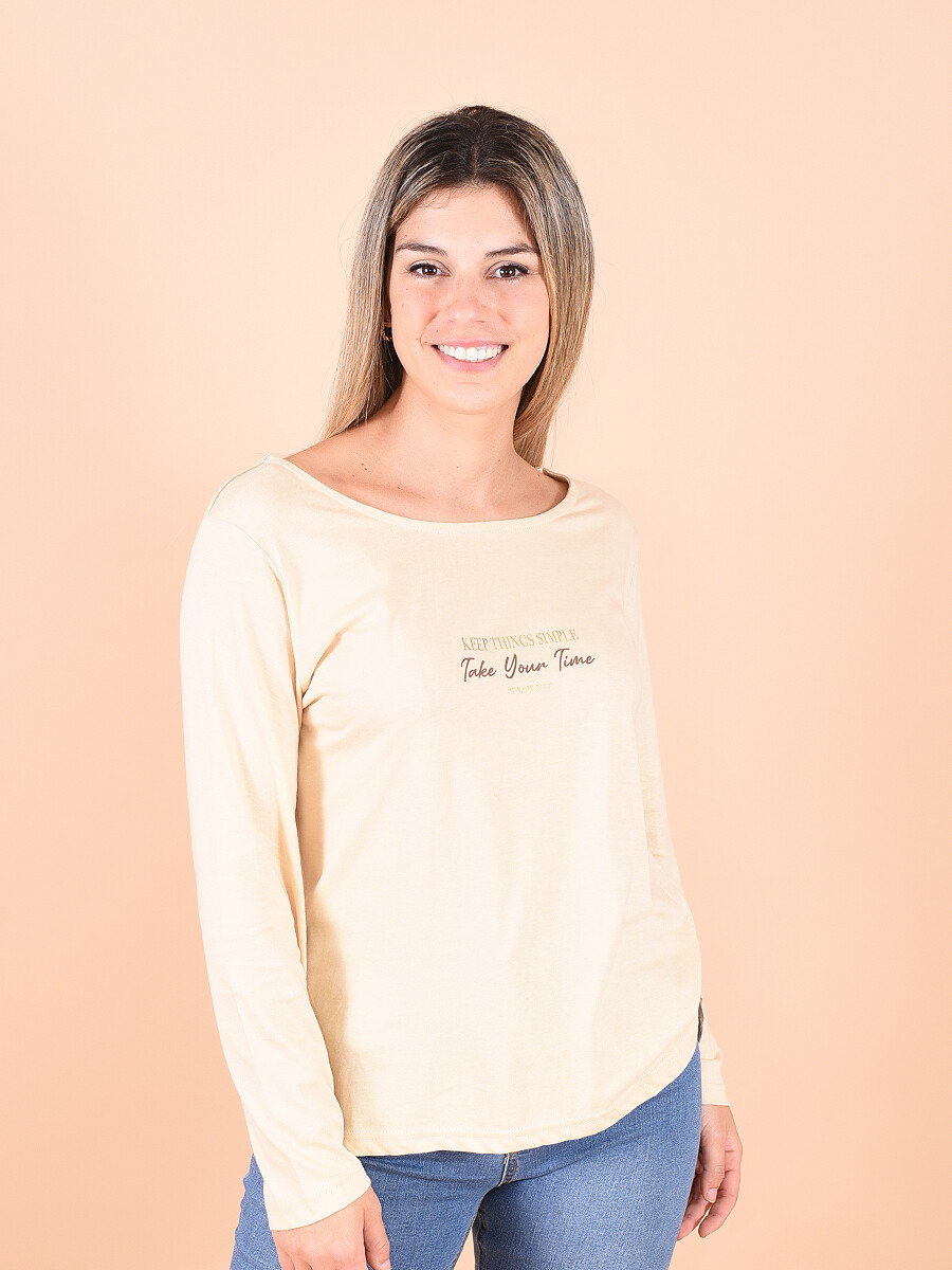 REMERA TAKE YOUR TIME - BEIGE 