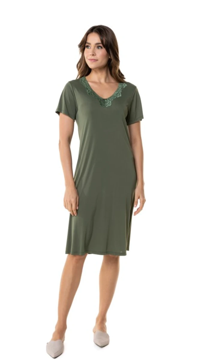Camisón Manga Corta Microfibra - Verde 