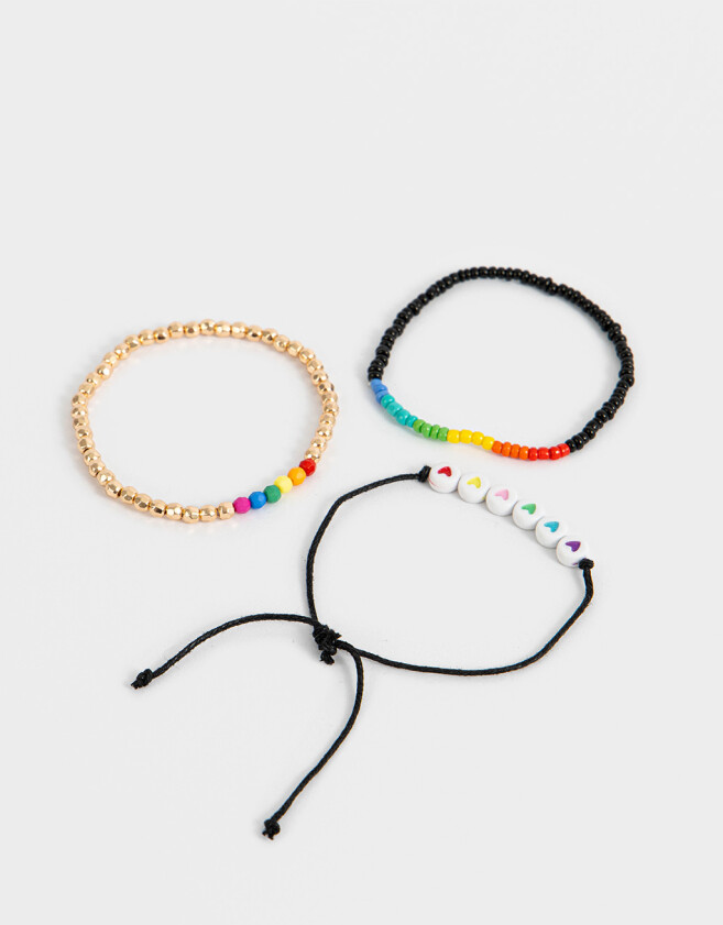 Pulseras Elásticas Sets Mostacillas Set De Pulseras Elásticas "pride" - Dorado
