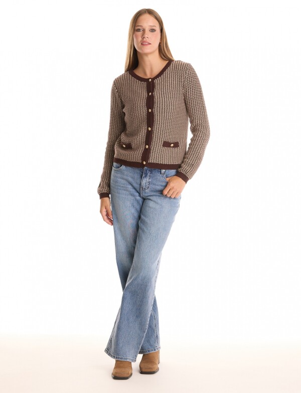 Cardigan Tweed MARRON/MULTI