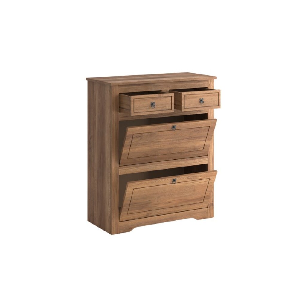 Comoda Zapatera Madera Maciza Linea Mexicana Oscura