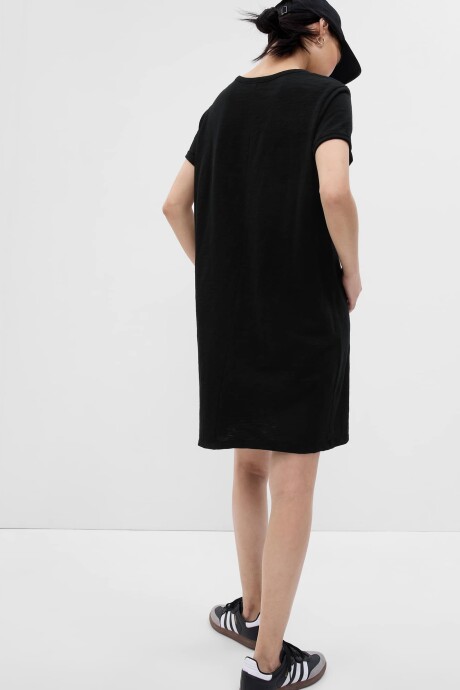 Vestido De Algodón Con Bolsillo Mujer True Black