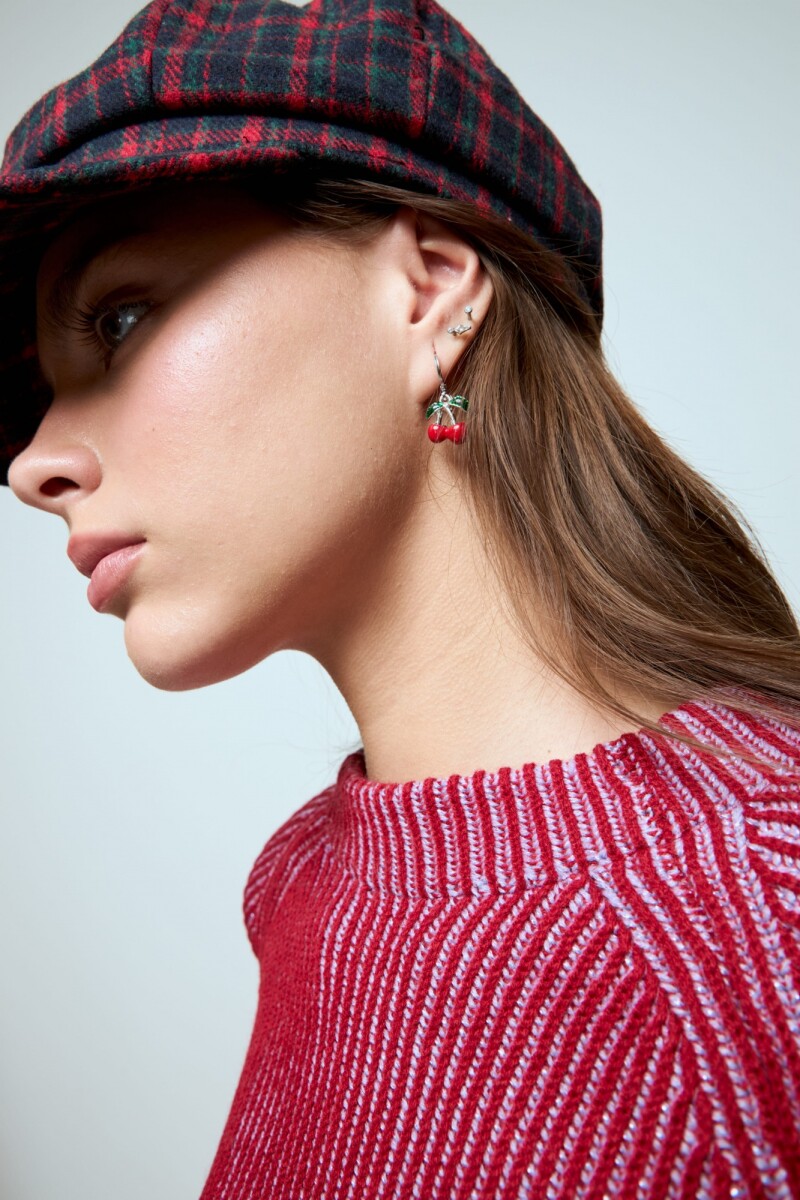 Set de aros dije cherry - plateado 