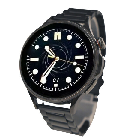 Smartwatch BT Pantalla HD 1.5 Redondo 2 Mallas Multifunción Negro