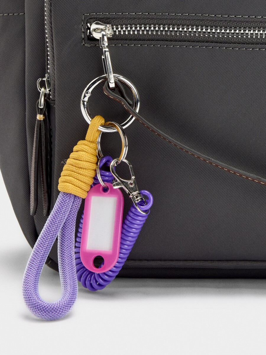 Mochila De Nylon Con Colgante gris