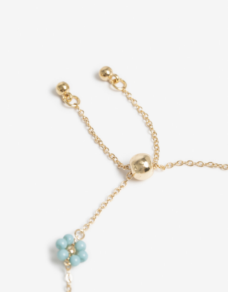 Pulseras Flexibles Metal Pulsera Flexible Beads Flores - Dorado